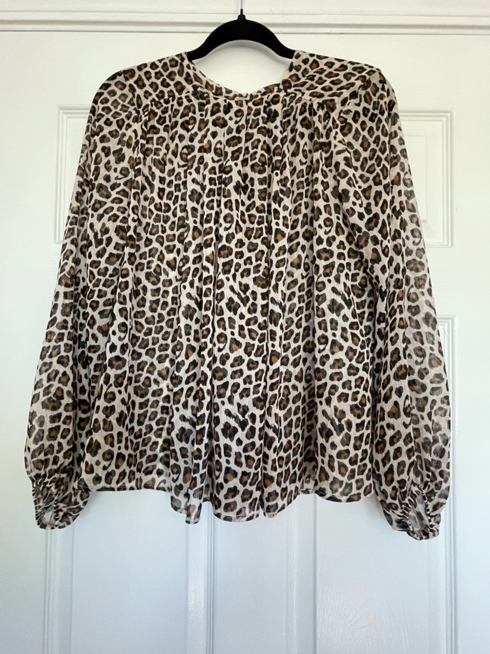 Maeve Leopard-Print Long Sleeve Blouse - Tan & Black